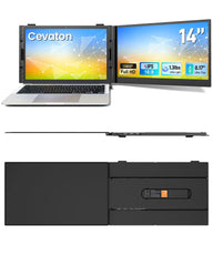 Cevaton S8 Portable Dual Monitor | 14" Dual Screen Laptop Extender, Plug & Play - Cevaton