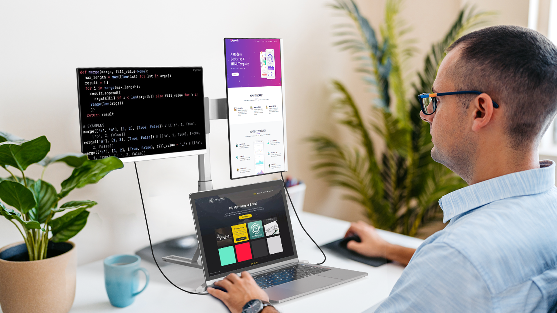 Code Faster & Smarter with an Expanded Triple-Screen Workspace