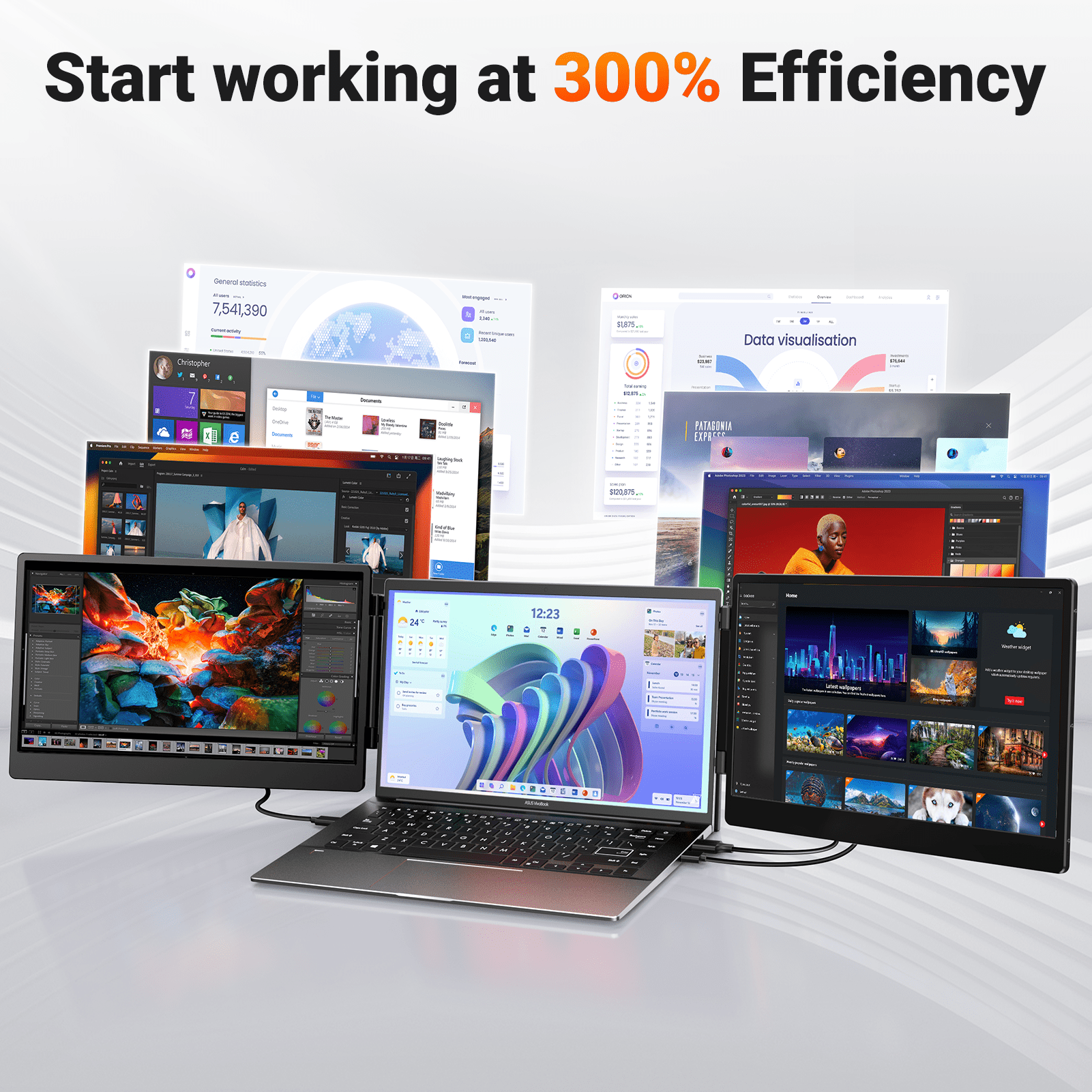 Cevaton S3 Portable Extra Monitor for Laptops | 14” FHD 180° Rotating Screen, Lightweight & Travel - Ready - Cevaton