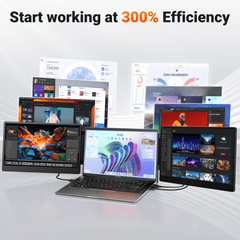 Cevaton S3 Portable Extra Monitor for Laptops | 14” FHD 180° Rotating Screen, Lightweight & Travel - Ready - Cevaton