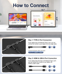 Cevaton N3 Lightweight Portable Monitor – 16" USB-C Display for Travel & Work