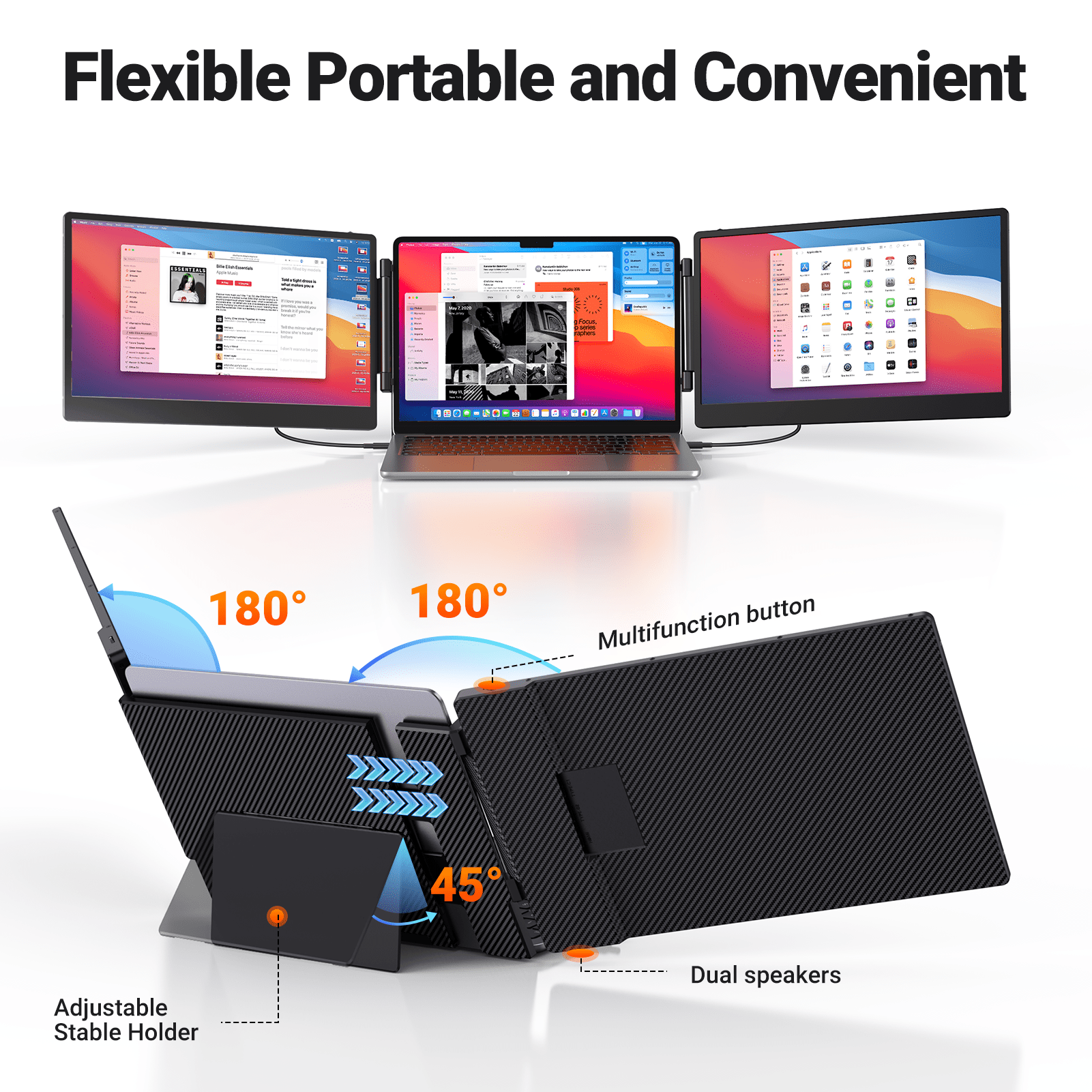 Cevaton S3 Portable Extra Monitor for Laptops | 14” FHD 180° Rotating Screen, Lightweight & Travel - Ready - Cevaton