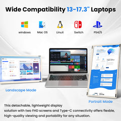 Cevaton S6 Portable Screen Extender | Modular Magnetic Tri - Screen Setup for Laptops - Cevaton