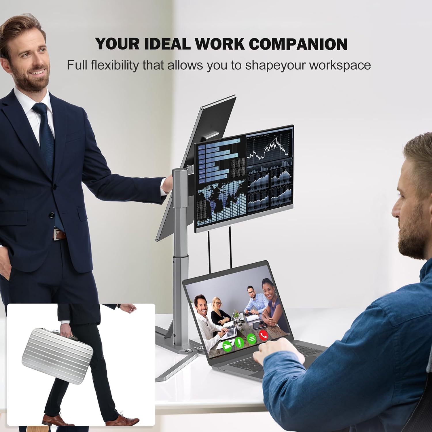 Cevaton Z2 Screen Extender for Laptop | 15.6” FHD Triple Monitor, 360° Rotation & Portable Design - Cevaton