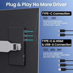 Cevaton Z2 Screen Extender for Laptop | 15.6” FHD Triple Monitor, 360° Rotation & Portable Design - Cevaton