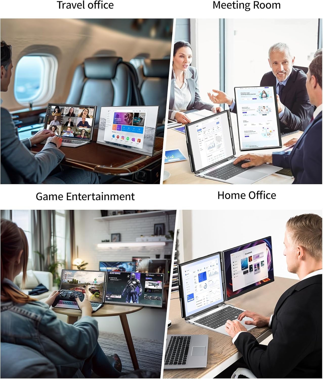 P5 Portable Dual Monitor | 15.6" Dual Screen Laptop Extender, Plug & Play - Cevaton