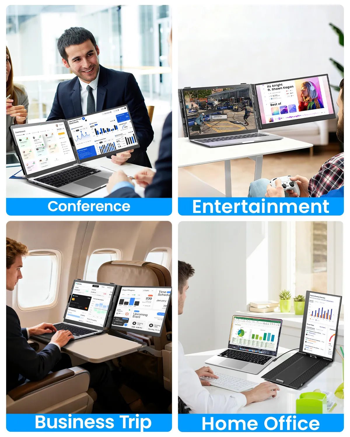 Cevaton S8 Portable Dual Monitor | 14" Dual Screen Laptop Extender, Plug & Play - Cevaton