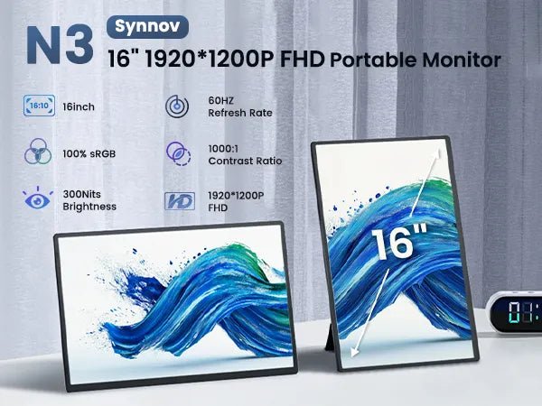 Cevaton N3 Lightweight Portable Monitor – 16" USB - C Display for Travel & Work - Cevaton