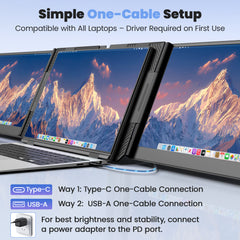 Cevaton P7 PRO Dual Laptop Monitor | Two 15.6" FHD HDR Screens, One-Cable Setup