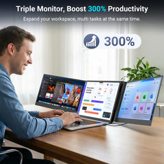 Cevaton P7 Triple Screen Laptop Extender | Dual 15.6" FHD Displays, Aluminum Body