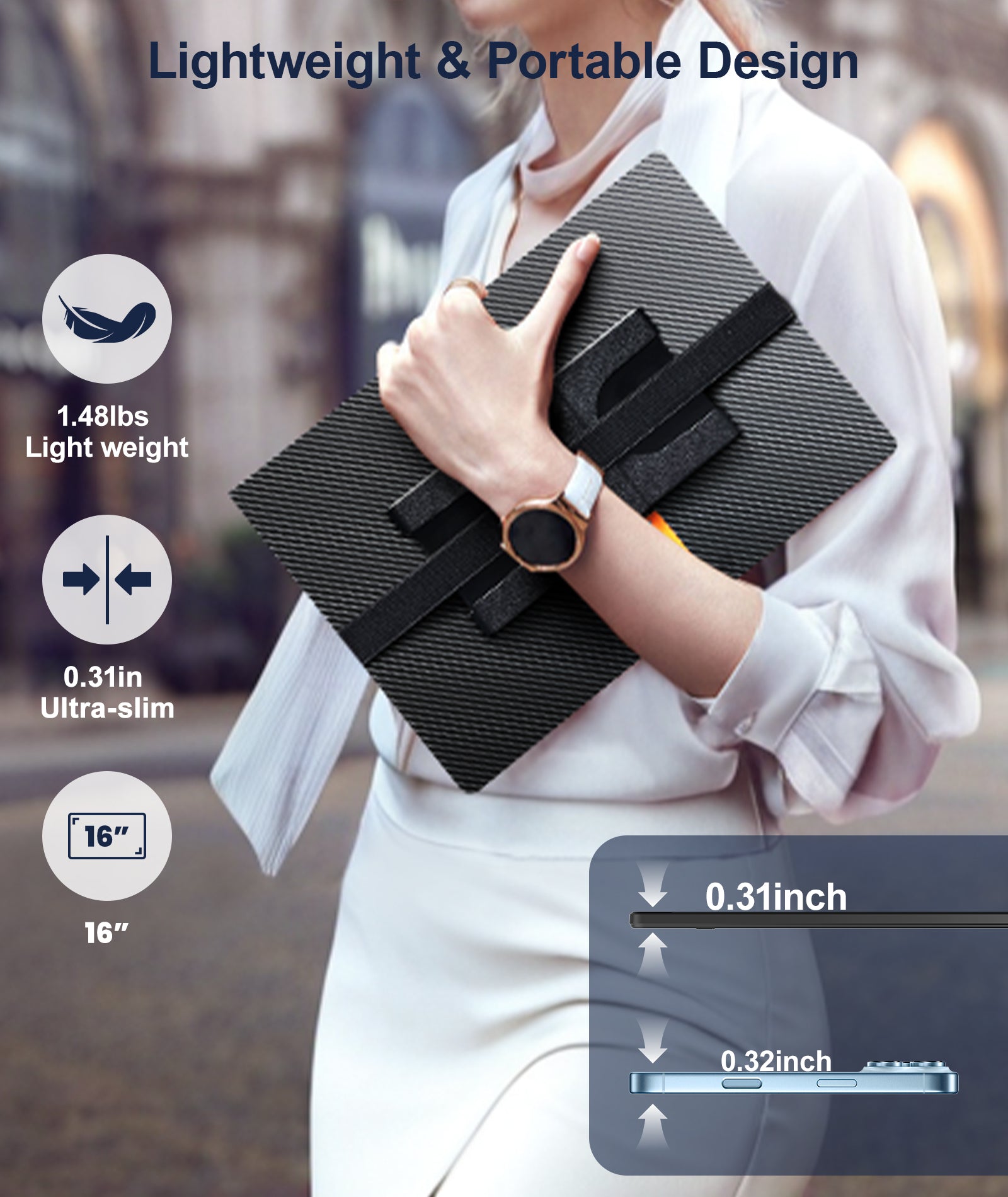 Cevaton N3 Lightweight Portable Monitor – 16" USB-C Display for Travel & Work