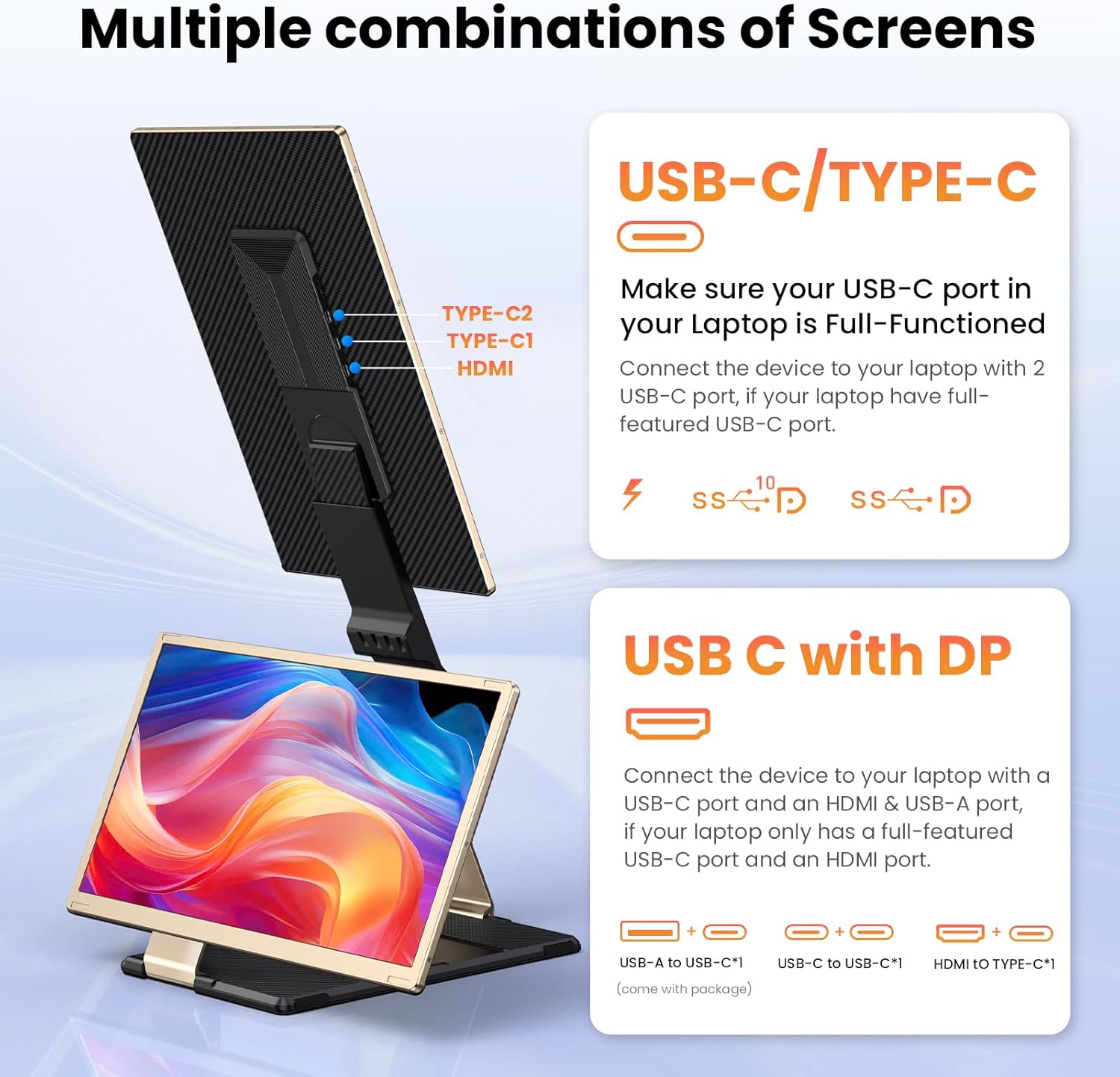 S6 Triple Laptop Screen Extender  | 360° Rotatable FHD Display with DIY Setup