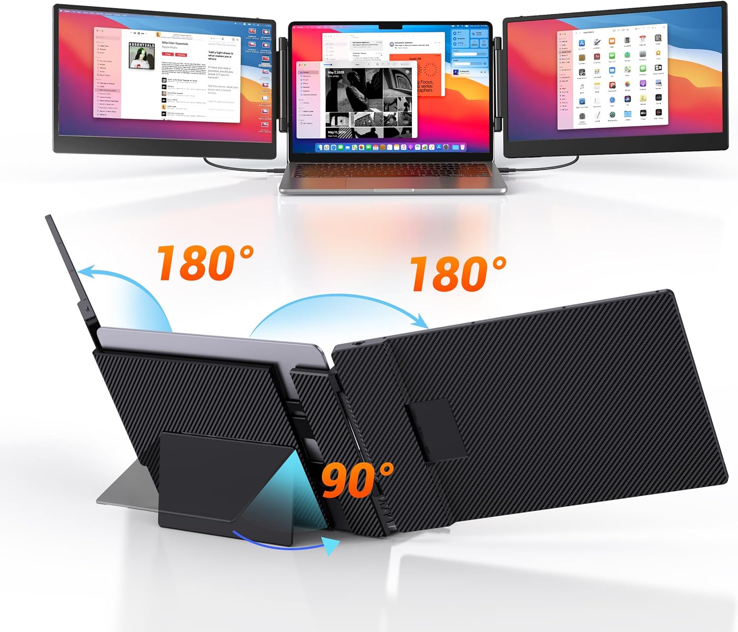 S3 Triple Laptop Screen Extender  | 180° Rotatable FHD Display for Productivity